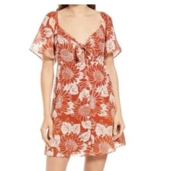 Madewell 100% Silk Sunflower Print Midi Dress Size 2 - Picture 1 of 5